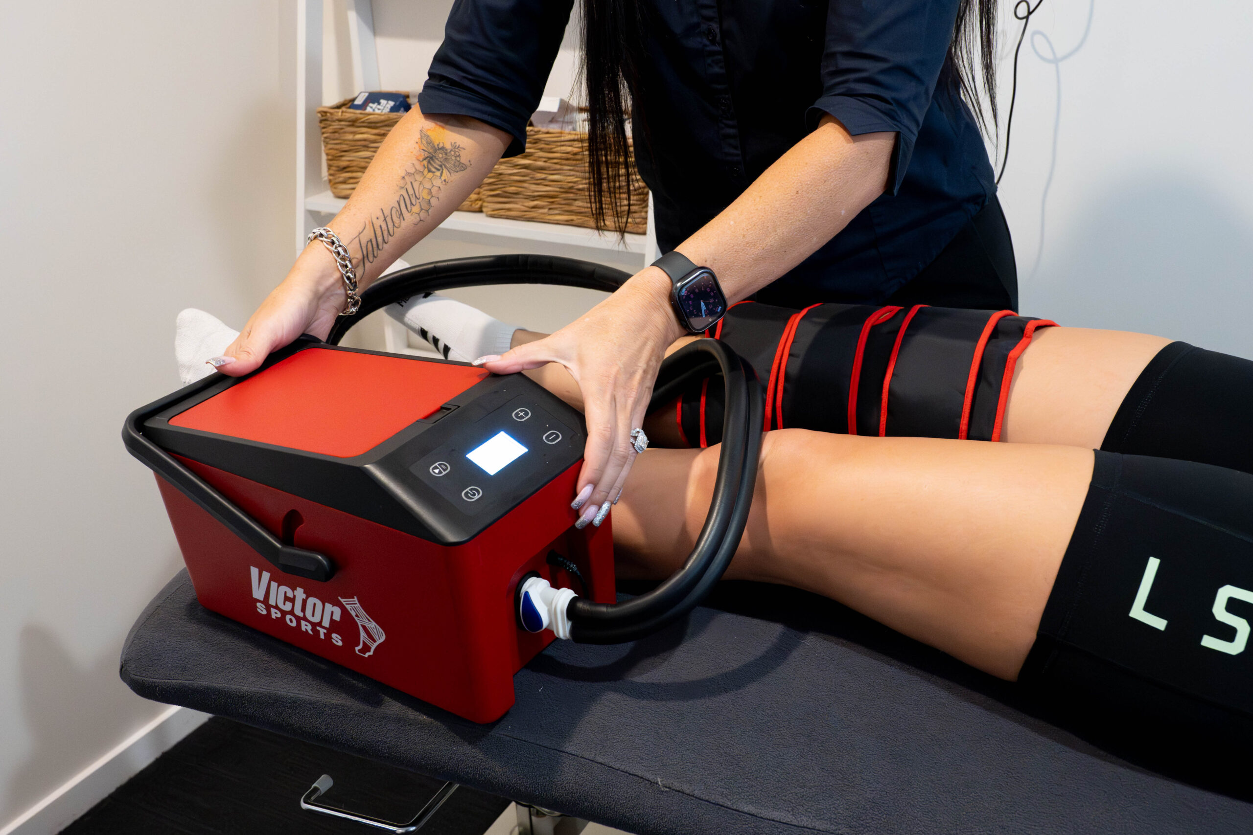 An athlete working through a rehabilitation exercise